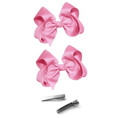 WD2U Girls Set of Two 4" Solid Grosgrain Pigtail Hair Bows Alligator Clips Olive Green