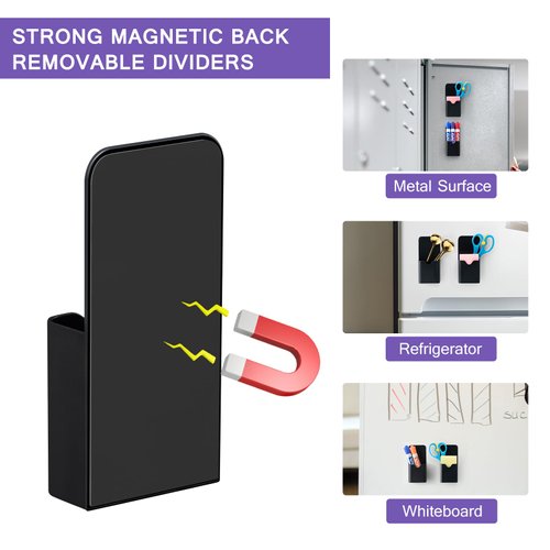Simetufy 2pcs Magnetic Pen Holder, Magnetic Whiteboard Marker Holder, Magnetic Pencil Holder for Fridge, Magnetic Pencil Holder for Locker(Black)