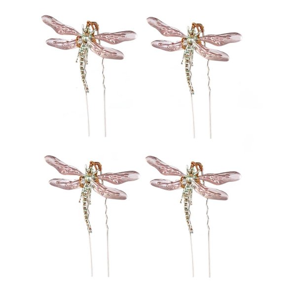 Leadigol 4 PCS Vintage Dragonfly Hair Clips, U Shaped Dragonfly Hair Pins Bridal Wedding Hair Pin Hair Ornament Headdress Hair Jewelry for Women Wedding Party