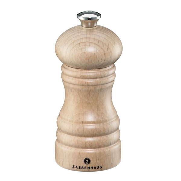 Zassenhaus Berlin Wood Mill Refillable Pepper Grinder, 4.7-Inch, Natural Beech