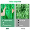 CANREVEL 2 Pack 3.3x8.2 Feet Laser Green Foil Fringe Backdrop Curtains, Tinsel Streamers Birthday Party Decorations, Fringe Backdrop for Jungle Safari Tropical Party Christmas Decorations