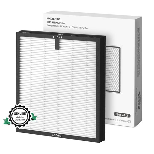 MORENTO HY4866 Genuine Air Purifier Replacement Filter for HY4866 Air Purifer, 2 Pack, Original Version