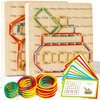 CHEROSIN 2Pack Wooden Geoboard Montessori Toys - Wood Geo Board Manipulative Geoboards for 4 5 6 Year Old Kids with Pattern Cards and Rubber Bands,Educational Peg Board for Boys Girls Ages 3-6