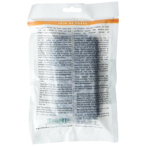 Earth Therapeutics Purifying Vegetable Body Sponge Infused with Medicinal Charcoal New