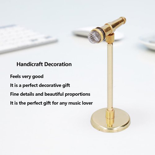 Adjustable Miniature Microphone Model Musical Instrument Handicraft Decoration Model for 1:12 Action Figures Dollhouse Accessories Display Ornaments Home decoration