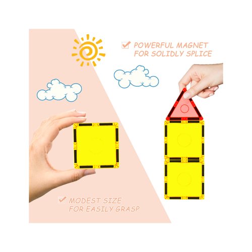 Everplay Magnetic Tiles Starter Set Building Blocks Toys STEM Educational Learning Magnet Toy Preschool Montessori Boys & Girls Smart Unlimited Creative Kit Games Gifts for Age 3+ Kids Toddlers