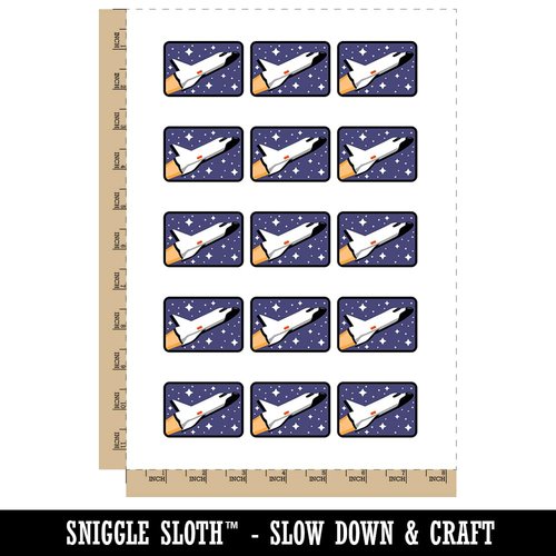 Space Shuttle Ship Flying Among Stars Temporary Tattoo Water Resistant Fake Body Art Set Collection - 15 2" Tattoos (1 Sheet)