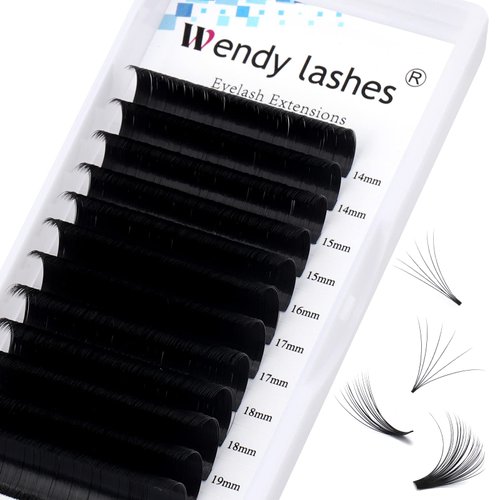 Wendy Lashes Easy Fan Lash Extensions D Curl Eyelash Extension Volume Lash Extension Rapid Self Fanning Lashes 0.07 thickness Eyelash Extensions Mega Fans 14-20mm Lashes Extensions(0.07-D,14-20mm)