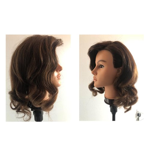 Hairlink 20-22'' Mannequin Head With Human Hair Styling Training Head Dolls for Cosmetology Manikin Maniquins Practice Head with Stand (9926LB0414H)