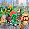 10pcs Jungle Safari Animal Balloons, Cute Jungle Theme Zoo Party Supplies Monkey Elephant Zebra Leopard Crocodile Giraffe Shaped for Birthday Party Decor (Number 2)