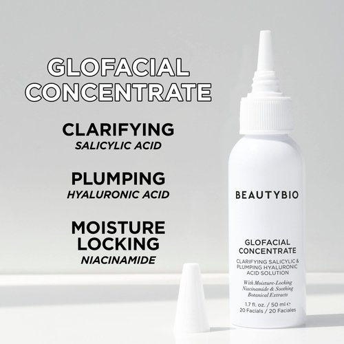 BeautyBio GLOfacial Concentrate. Clarifying Salicylic Acid & Plumping Hyaluronic Acid Solution