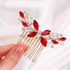 Foyte Rhinestone Wedding Hair Comb Red Bridal Hair Pieces Leaf Crystal Side Hair Comb for Women