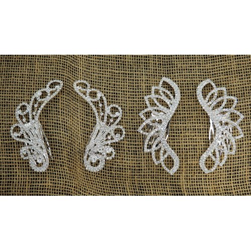 rackcrafts.com Hair Comb Clip Crystal Diamond Jewelry Angel Wings Feathers Pair Wedding Bridal (Round)