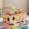 Lexza Montessori Wooden Ice Cream Dessert Cart, Shape Sorting Toys for Boys and Girls 3-6 Years Old，One Year Old Girl Birthday Gifts，Early Childhood Education Fine Motor Skills Development