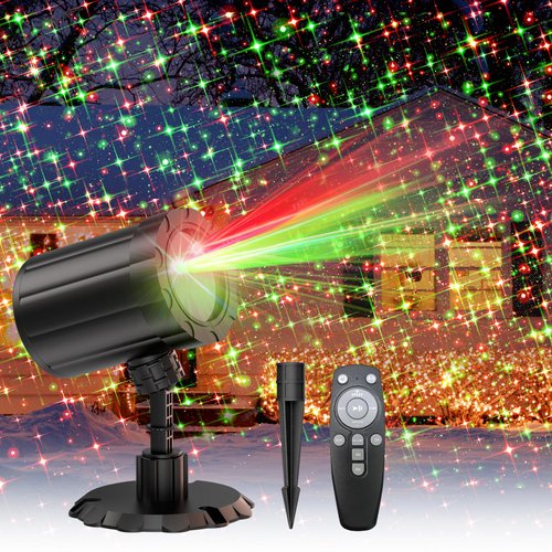 Christmas Projector Lights Outdoor Indoor,Waterproof LED Projector Light with Remote Control and 3 Modes,Red and Green Starlight Projector,Christmas Decorations for Holiday Party House Garden Patio