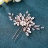 Unicra Bride Wedding Rhinestone Hair Pins Crystal Bridal Hair Pieces Wedding Hair Accessories for Women and Girls (Rose Gold)