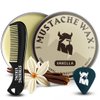 Striking Viking Mustache Wax & Comb Kit - Beard & Moustache Wax For Men With Strong Hold Natural Beeswax - Helps Tame Style & Groom - Vanilla Scent, 2 Ounce Size - Mens Mustache Grooming Wax