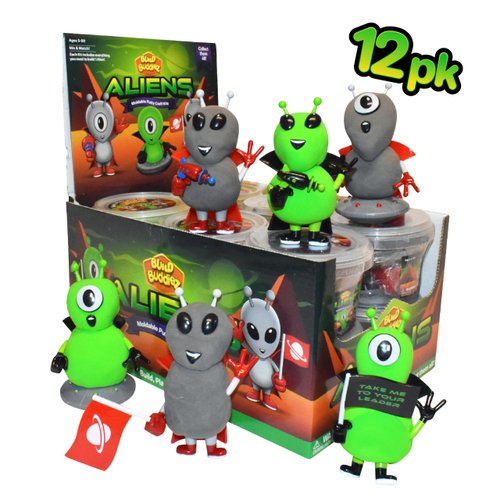 Build Buddiez Aliens Craft Kit 12pc Party Pack – Build, Play, and Display 12 Air-Dry Clay Aliens, Great for Birthday Parties, Trick or Treating, Stocking Stuffers, for Kids, Boys and Girls Ages 5+