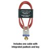 Master Lock 719D Steel Cable with Integrated Outdoor Padlock with Key, 1 Pack, Silver, 3' Long x 3/16' Diameter