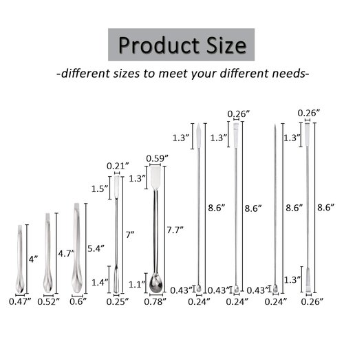 14Pcs Stainless Steel Lab Spatula Micro Scoop Reagent Laboratory Mixing Spatula 22cm Long Sampling Spoon