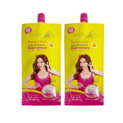 Generic 2 Sachets Brilliant Skin Essentials Sunscreen Gel-Cream UVA/UVB Protection SPF 30, 50g, 1.7 Ounce (Pack of 1)