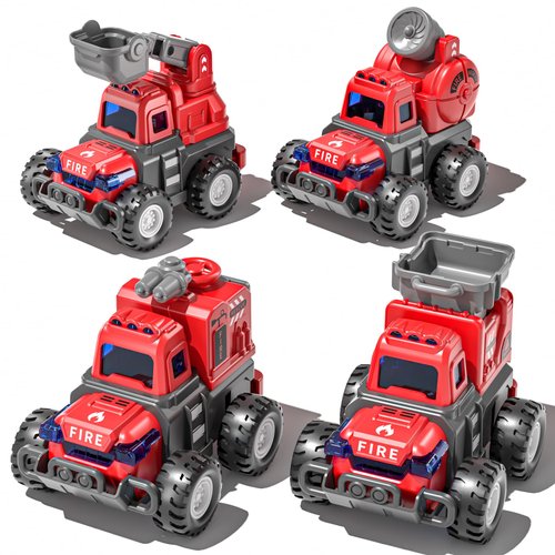 Beby Buty Fire Trucks Toys for Toddlers 3-5, 4 PCS Car Trucks for Toddlers Boys Girls with Flexible Joints, Kids Toddlers Toys for 3 4 5 6 Years Old Boys Girls Birthday Gifts