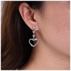 Sttiafay Vintage Rhinestone Heart Dangle Earrings Long Crystal Heart Earrings Silver Hollow Heart Drop Earrings Cz Love Heart Stud Earrings Jewelry for Women