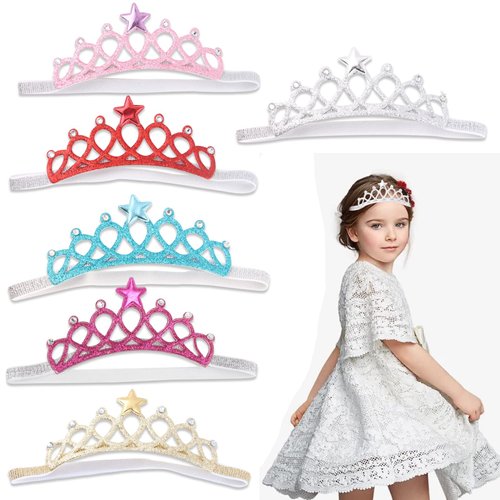 6PCS Birthday Rhinestone Crown Headbands for Princess Girl Birthday Tiara Crown Headband Set Prom King Crown Hair Accessories for Birthday Party Shower Photogra