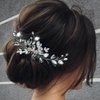EASEDAILY Crystal Wedding Hair Comb Silver Leaf Hair Pieces Rhinestone Bridal Hair Accessories for Brides and Women