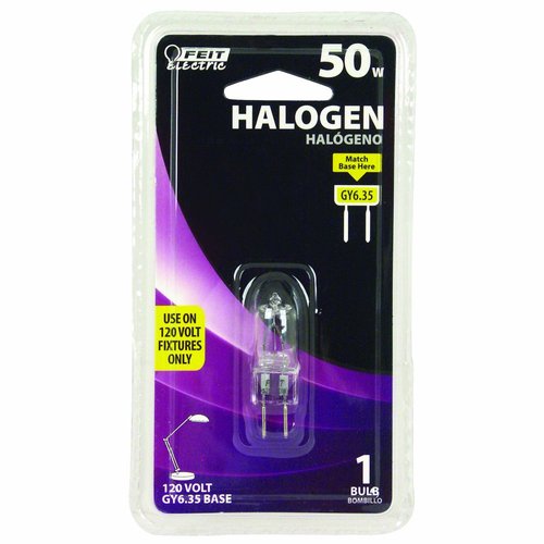 Feit Electric BPQ50T4/JCD/RP 50 Watt T4 JCD Halogen Bulb with Bi-Pin Base, Clear