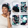 3 Pcs Long Satin Bonnet Sleep Cap,Extra Long Bonnet for Braids,Comfortable Braid Bonnet for Sleeping,Silk Bonnet for Women Dreadlocks,Long Hair,Soft Elastic Band (Black, Green, Red)