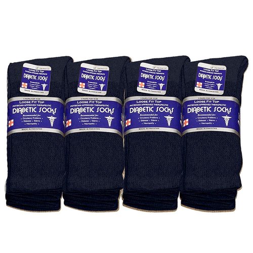 Falari Physicians Approved Diabetic Socks Crew Unisex 3, 6 or 12-Pack (10-13, 12 Pairs Navy)