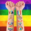 Qpout 48 PCS Glitter Pride Tattoos Rainbow Temporary Tattoos Shining Waterproof Pride Flag Tattoo Stickers for Women Men Rainbow Party Favors LGBT Pride Equality Parades and Celebrations