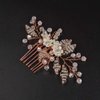 Jumwrit Rose Gold Bridal Hair Comb Wedding Rhinestone Hair Comb Handmade White Flower Hair Comb Headpiece Bride Hair Accessories for Wedding Women Bridesmaid（Rose Gold）