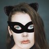 Ondder Black Cat Women Mask and Ears Mysterious Catwoman Mask and Ears Glitter Cat Ears Headband for Women Girls Black Cat Mask Catwoman Costume Mask Headband for Women Girls