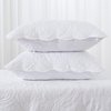 BOSOWOS Quilted Pillow Shams Set of 2, Decorative Microfiber Standard Bed Pillow Shams, Soft Pillow Covers with Envelope Closure (White, 2Pcs:20 x 26inch)