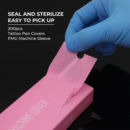 Denergy Tattoo Machine Covers Pink - 200pcs PMU Pen Type Machine Bag Sleeve for Pen Microneedling,Cartridge Tattoo Machine,Mesotherapy - PMU Supplies 52mm×180mm (Pink（2.0 inch X 7 inch）)