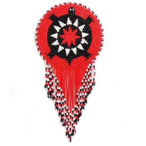 Beaded Hair Clip/Barrette.Handmade Native American Style Hair Barrette for women. Seed Bead Hair Clip Suitable for Different Occasions & Gifting.(Red & Black Turtle)