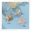 CASOLVX Bridal Small hair comb Crystal Hollow Leaf flower side comb suitable for brides bridesmaids and flower girls with wedding or Children's party 2PCS (Pink)