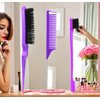 slick back hair brush, Comb Set, purple comb,3 Pcs，Slick Back Brush with Edge Brush, styling comb for kids for middle part，Rat Tail Comb, Teasing Brush Set for Smoothing brush Baby Hair