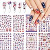 4th of July Nail Art Stickers American Independence Day Nail Decals Patriotic Design Nail Stickers 3D Self-Adhesive I Love USA Flags Heart Star Acrylic Nail Art Supplies for Nail Decoration 8 Sheets