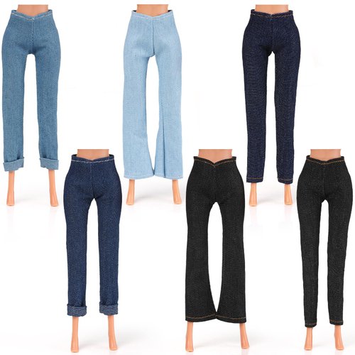 Litherr S 6 Pieces 11.5 Inch Girl Doll Clothes Accessories Classical Pants Jeans Doll Clothing Doll Outfits for Girls Birthday Gifts Pretend Play Doll Decor