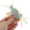 Bride Wedding Hair Accessories: Pearl Flower Hair Comb Rhinestone Hair Piece Bridal Headpiece for Women and Girls, Green