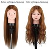 Beauty Star Mannequin Head with 80% Real Human Hair, Manikin Doll Head for Hair Styling, Cosmetology Makeup Hairdressing Training Practice Head with Clamp Stand and DIY Hair Styling Braiding Set