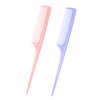 Jurrissa Rat Tail Combs for Parting,Fine Tooth Teasing Comb-Heat Resistant Anti Static Parting Combs for Braiding,Root Teasing-Styling Combs Set for Women,Suit for Wet Dry Hair((Pink&Purple)