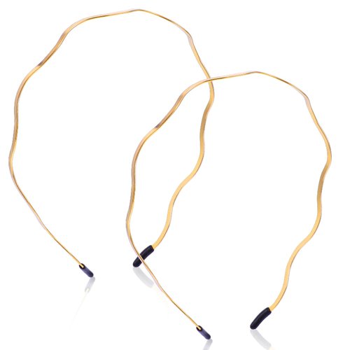 Tyqour 2Pcs Gold Headbands for Women Thin Metal Hair Band Retro Big Wavy Headband Hair Styling Accessories for Women Teen Girls Bridal Wedding