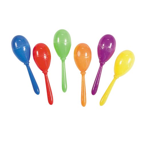 Mini Maracas, Bulk Set of 12, Each is 2.75 inch Size - Noise Makers and Feista, Cinco de Mayo Party Favors