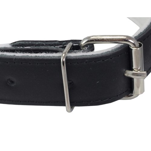 Dogs My Love Genuine Leather Felt Padded Dog Collar (18"-22.5" Neck; 1.25" Wide, Black)