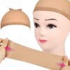 UQUABESO 4 Pack Silicone Wig Grip Band with Stretchy Nylon Wig Cap, Sweatproof Wig Headband Seamless Non Slip Wig Hair Band for Men Women Sport Yoga (White, Light Brown, Skin Color)
