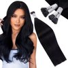 LaaVoo I Tip Hair Extensions Human Hair Jet Black Itip Human Hair Extensions 22 inch Black I Tips Hair Extensions Real Human Hair for Black Women Straight Hair I Tip Hair Extensions 50g/50s